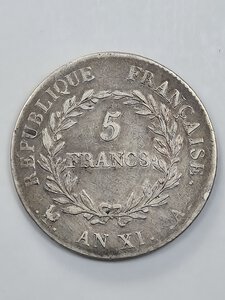 reverse: 5 FRANCHI AN XI a (1802-1803) FRANCIA QBB (NC)