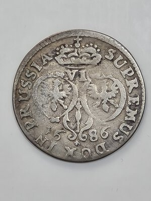 reverse: 6 KREUZER 1686 GERMANIA PRUSSIA B/MB 