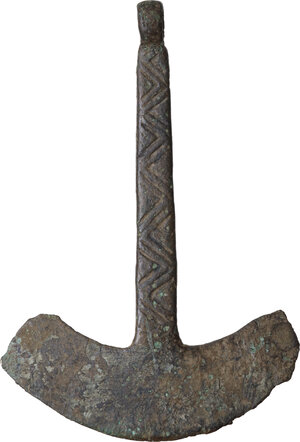 obverse: PRE COLUMBIAN CEREMONIAL KNIFE Perù, Chimù Culture, c. 1100 - 1470 AD. Pre columbian bronze 