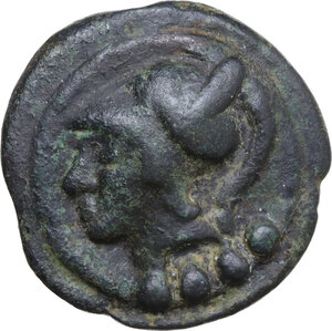 obverse: Janus/Prow to right libral series. AE Cast Triens, c. 225-217 BC