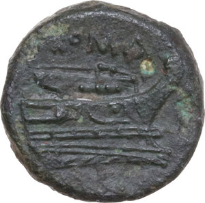reverse: Anonymous semilibral series. AE Quartuncia, Campanian mint (Capua/Cales), 217-216 BC