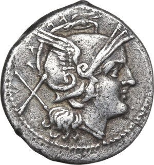 obverse: Anonymous. AR Denarius, uncertain Campanian mint, 214 BC