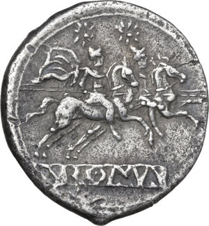 reverse: Anonymous. AR Denarius, uncertain Campanian mint, 214 BC
