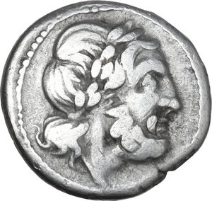 obverse: VB series. AR Victoriatus, uncertain Samnite mint (Beneventum?), 212 BC