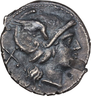 obverse: Apex and hammer series. AR Denarius, uncertain Campanian mint (Castra Claudiana?), 212 BC