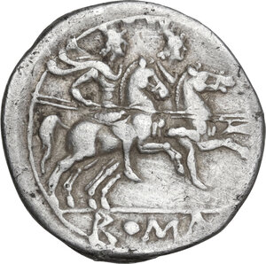 reverse: Anonymous. AR Denarius, uncertain Lucanian mint (Venusia?), 209 BC