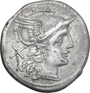 obverse: Anonymous. AR Denarius, uncertain mint (Capua?), 206 BC