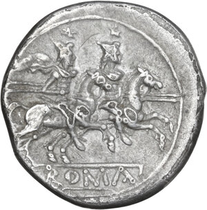reverse: Anonymous. AR Denarius, uncertain mint (Capua?), 206 BC