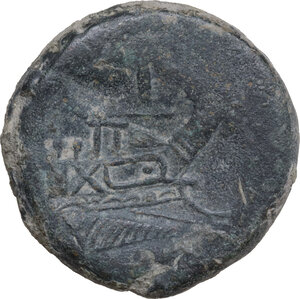 obv: Staff and club series. AE As, uncertain mint (Etruria?), from 210 BC