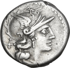 obverse: Pinarius Natta. AR Denarius, 155 BC