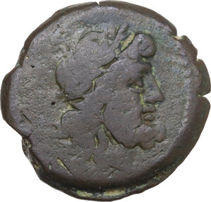 obverse: Pinarius Natta. AE Semis, 155 BC