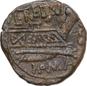 reverse: L. Trebanius. AE Quadrans, 135 BC