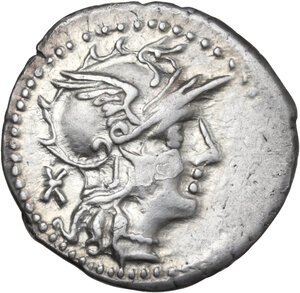 obverse: Ti. Minucius Augurinus. AR Denarius, 134 BC