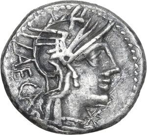 obverse: M. Porcius Laeca. AR Denarius, 125 BC
