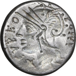 reverse: Q. Fabius Labeo. . AR Brockage Denarius, circa 124 BC