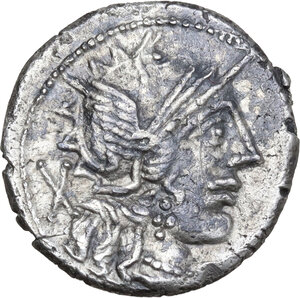 obverse: C. Porcius Cato. AR Denarius, Rome mint, 123 BC