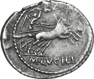 reverse: Mn. Lucilius M.f. AR Denarius, 101 BC