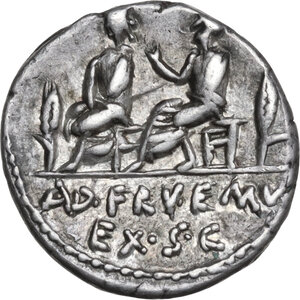 reverse: L. Calpurnius Piso Caesoninus and Q. Servilius Caepio, quaestors. AR Denarius, 100 BC