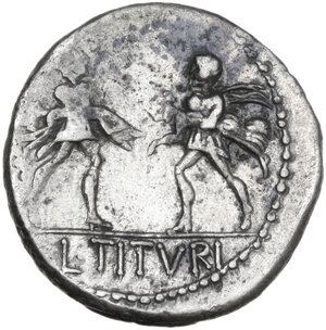 reverse: L. Titurius L.f. Sabinus. AR Denarius, Rome mint, 89 BC