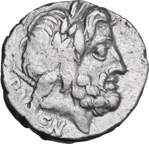 obverse: L. Rubrius Dossenus. AR Denarius, 87 BC