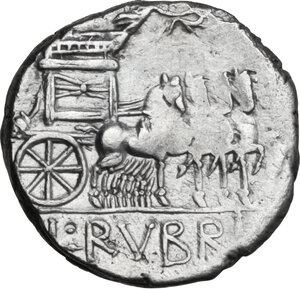 reverse: L. Rubrius Dossenus. AR Denarius, 87 BC