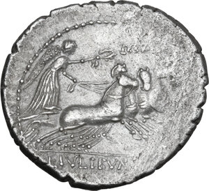 reverse: L. Julius Bursio. AR Denarius, 85 BC