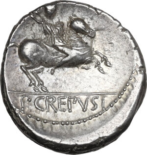 reverse: P. Crepusius. AR Denarius, Rome mint, 82 BC
