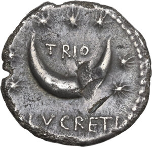 reverse: L. Lucretius Trio. AR Denarius, 76 BC