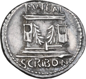 reverse: L. Scribonius Libo. AR Denarius, Rome mint, 62 BC