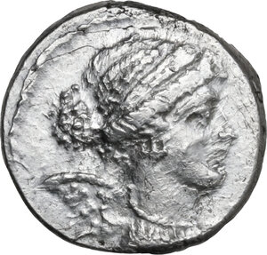 obverse: T. Carisius. AR Denarius, 46 BC