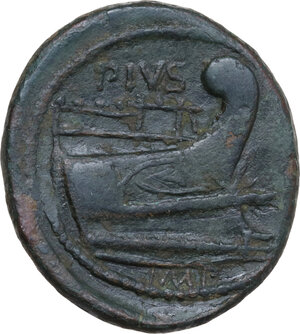 reverse: Sextus Pompeius Magnus Pius. AE As, c. 42-38 BC. Sicily