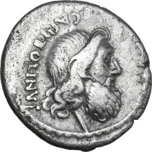 obverse: Petillius Capitolinus. AR Denarius, Rome mint, 43 B.C