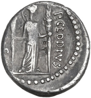 reverse: P. Clodius M. f. Turrinus. AR Denarius, 42 BC