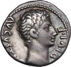 obverse: Augustus (27 BC - 14 AD). AR Denarius, Lugdunum mint, 15-13 BC