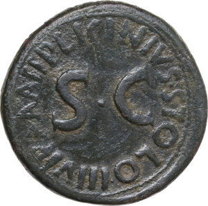 reverse: Augustus (27 BC - 14 AD). AE Sestertius, P. Licinius Stolo, moneyer, 17 BC