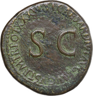 reverse: Divus Augustus (died 14 AD). AE Sestertius. Struck under Tiberius, 36-37