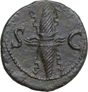 reverse: Divus Augustus (died 14 AD). AE As, Rome mint, 34-37