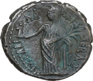reverse: Claudius (41-54) with Messalina, his third wife (died 48 AD). BI Tetradrachm, Alexandria mint (Egypt), dated RY 6 (45-46)