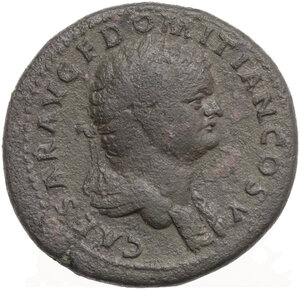 obverse: Domitian as Caesar (69-81). AE Dupondius, 77-78
