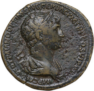 obverse: Trajan (98-117). AE Sestertius. Rome, 114-117