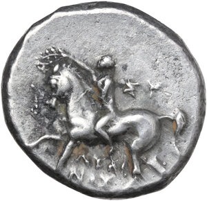 obverse: Southern Apulia, Tarentum. AR Nomos, c. 272-240 BC. Sy- and Lykinos, magistrates