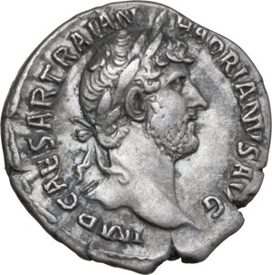 obverse: Hadrian (117-138). AR Denarius, Rome mint, 121-123