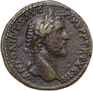 obverse: Antoninus Pius (138-161). AE Sestertius, c. 159-160