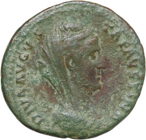 obverse: Diva Faustina I (after 141 AD). AE As, Rome mint, 141 AD