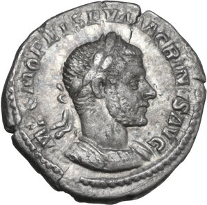 obverse: Macrinus (217-218). AR Denarius, Rome mint, 217-218