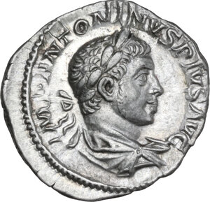 obverse: Elagabalus (218-222). AR Denarius, Rome mint, 221 AD