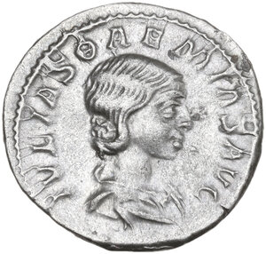 obverse: Julia Soaemias, mother of Elagabalus (died 222 AD). AR Denarius, Rome mint, 218-222