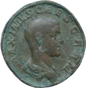 obverse: Maximus as Caesar (235-238). AE Hammered Sestertius, Rome mint, 236-238