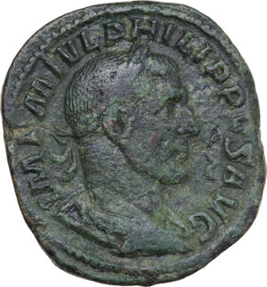 obverse: Philip I (244-249). AE Sestertius, Rome mint, 245 AD