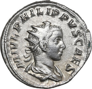 obverse: Philip II (244-249). AR Antoninianus, Antioch mint, 244-249